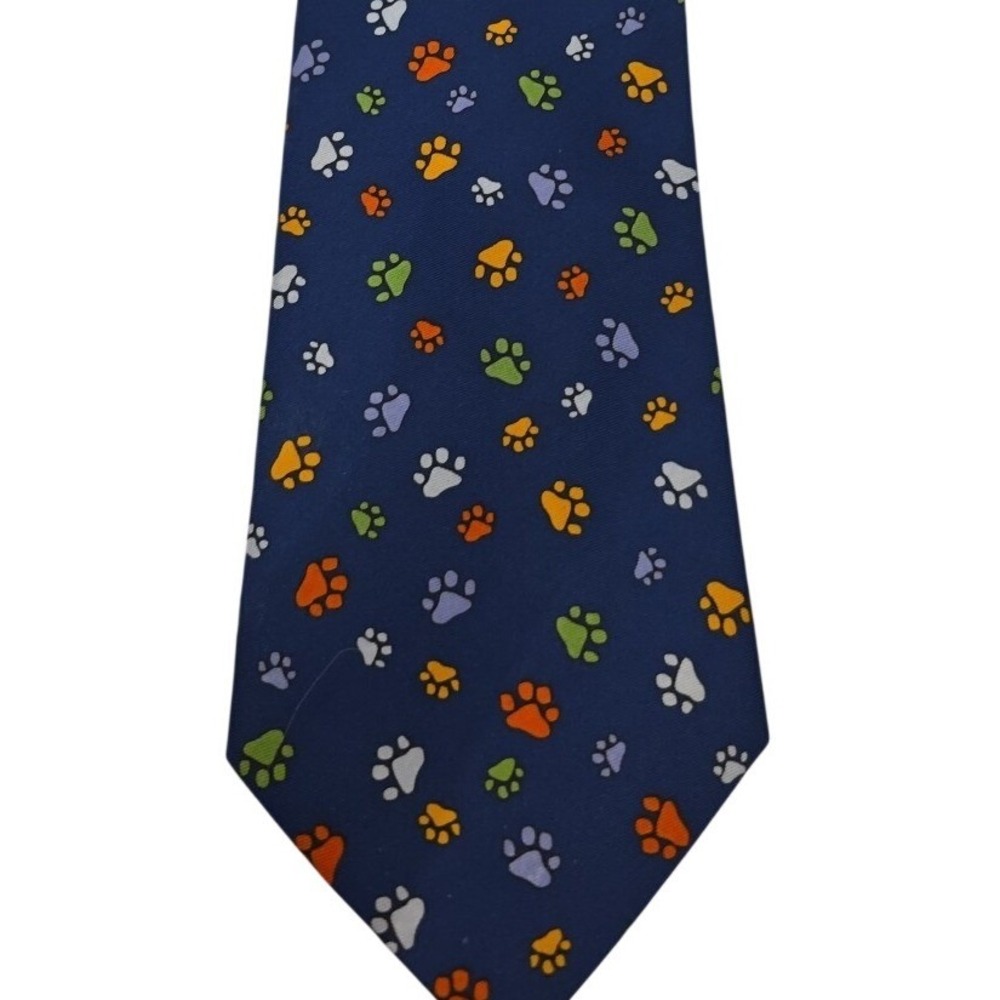 Utopia Men's Necktie Tie Silk Wine Dog Paw Prints B1